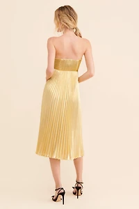 Let Me Be Gold Foil Midi Dress