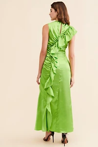 Let Me Be Sleeveless Floral Satin Ruched Dress