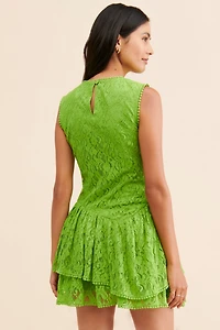 Verb by Pallavi Singhee Lace Ruffled Mini Dress