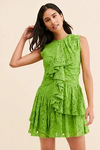 Verb by Pallavi Singhee Lace Ruffled Mini Dress