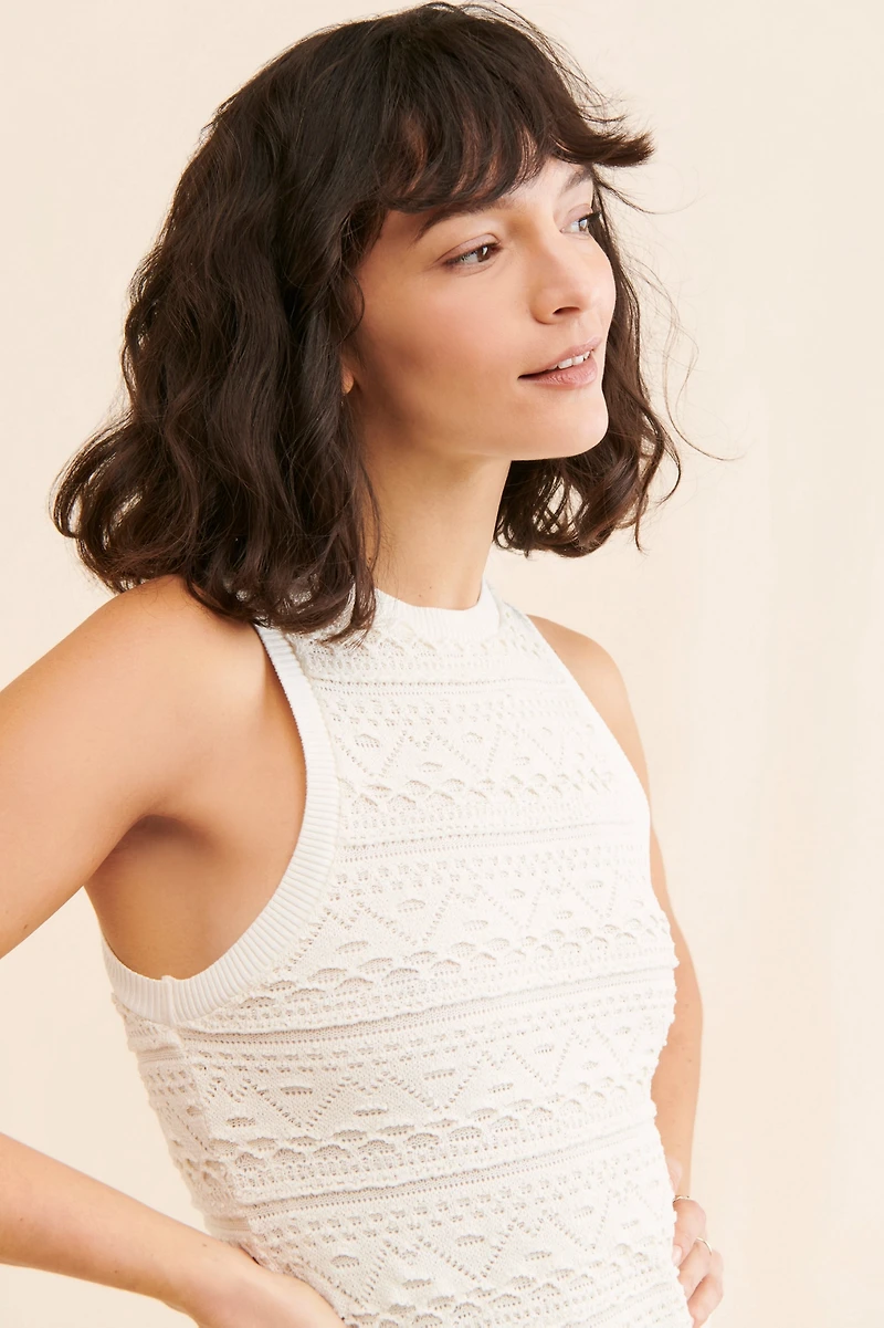 Sleeveless Textured Knit Mini Dress