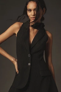 Sleeveless V-Neck Asymmetrical Blazer Dress