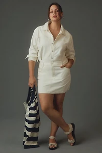 Pilcro Long-Sleeve Denim Micro Mini Shirt Dress
