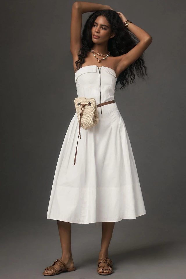 by anthropologie strapless twofer pleated midi dress By Anthropologie Strapless Twofer Pleated Midi Dress at MarketFair Shoppes  in Princeton, NJ