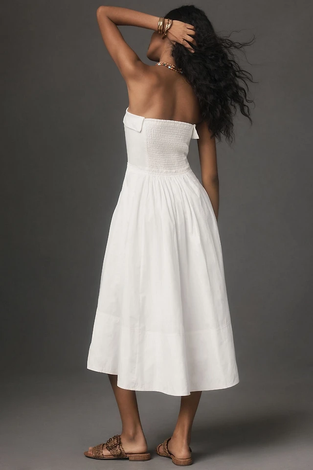 by anthropologie strapless twofer pleated midi dress By Anthropologie Strapless Twofer Pleated Midi Dress at MarketFair Shoppes  in Princeton, NJ