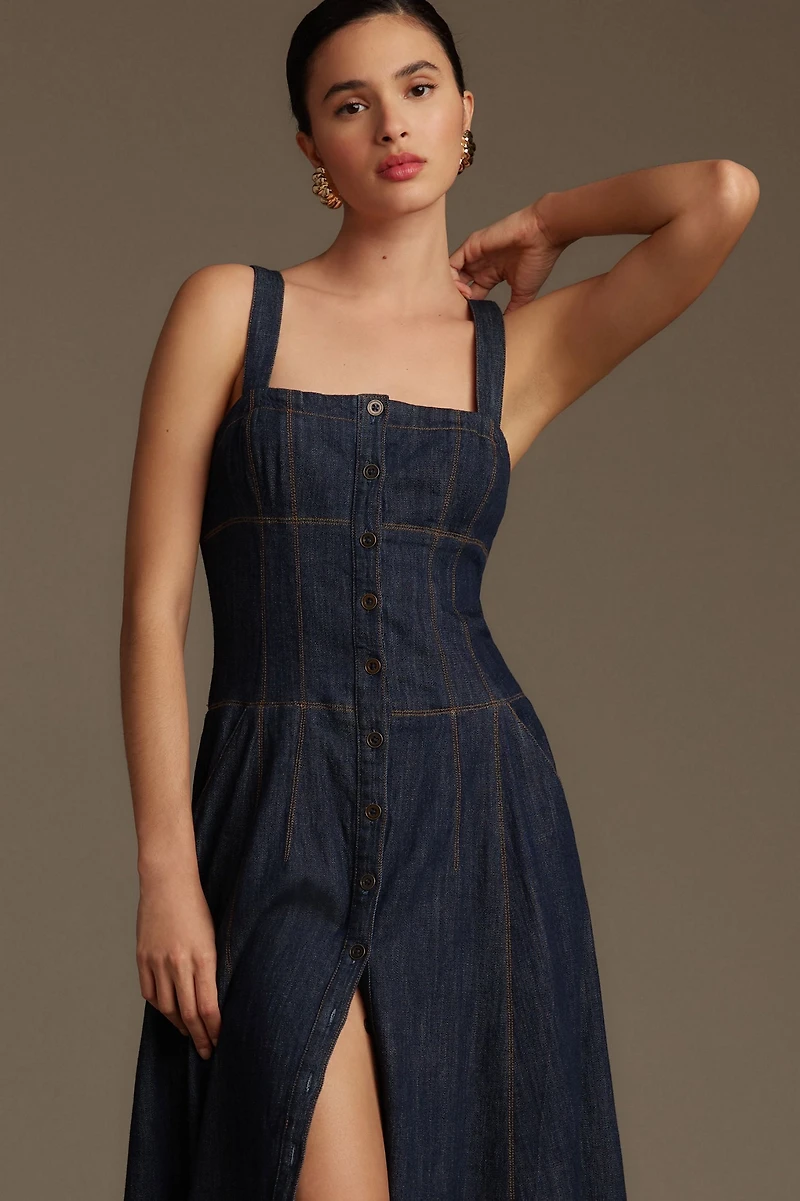 Maeve Square-Neck Buttondown Corset Dress