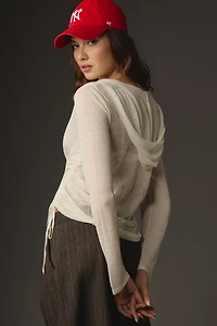Sheer Drawstring Sweater
