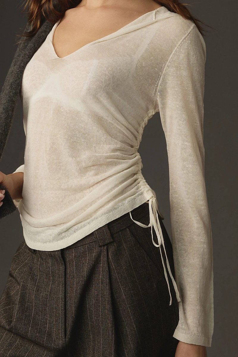 Sheer Drawstring Sweater