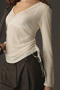 Sheer Drawstring Sweater