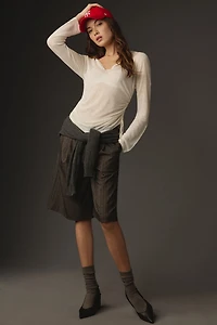 Sheer Drawstring Sweater