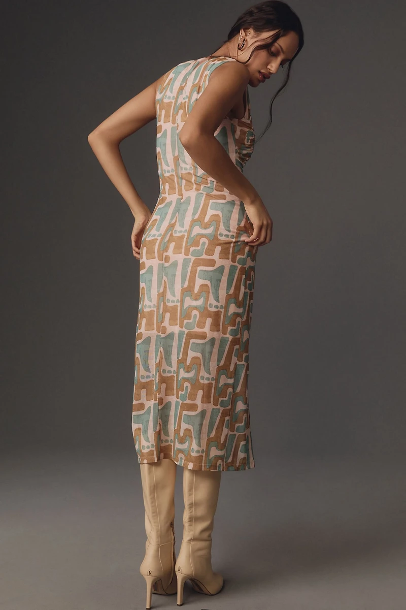 Asymmetrical Collar Midi Dress