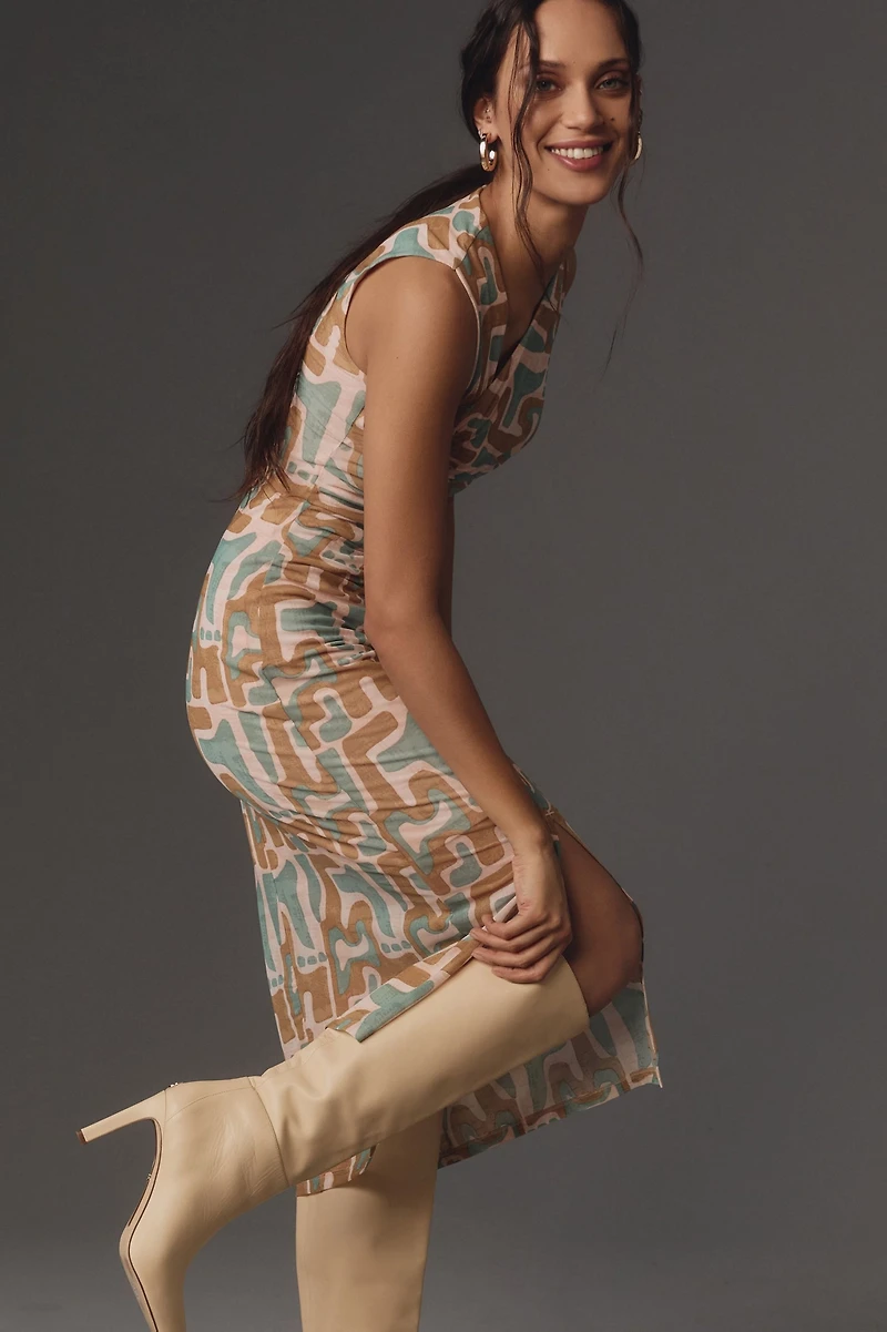 Asymmetrical Collar Midi Dress