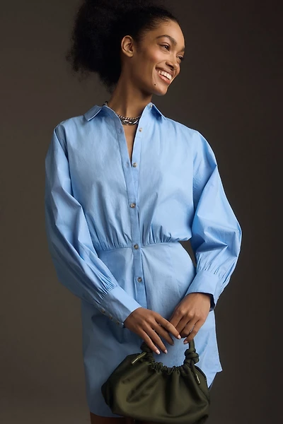 Maeve Long-Sleeve Poplin Mini Shirt Dress