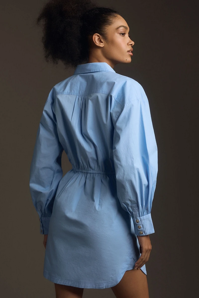 Maeve Long-Sleeve Poplin Mini Shirt Dress