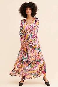 The Marais Printed Chiffon Maxi Dress
