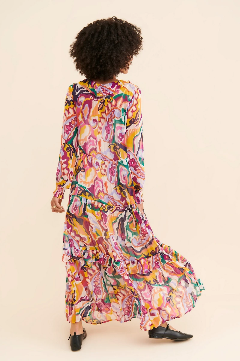 The Marais Printed Chiffon Maxi Dress