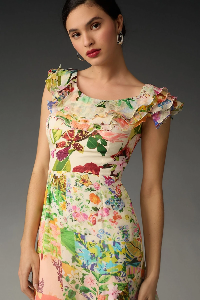 Mandira Wirk Off-The-Shoulder Asymmetrical Midi Dress