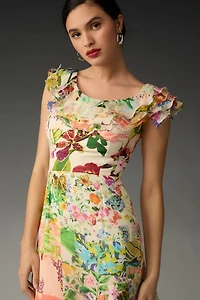 Mandira Wirk Off-The-Shoulder Asymmetrical Midi Dress