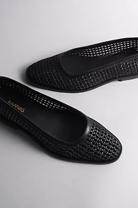 Kaanas Nana Ankle-Strap Woven Ballet Flats