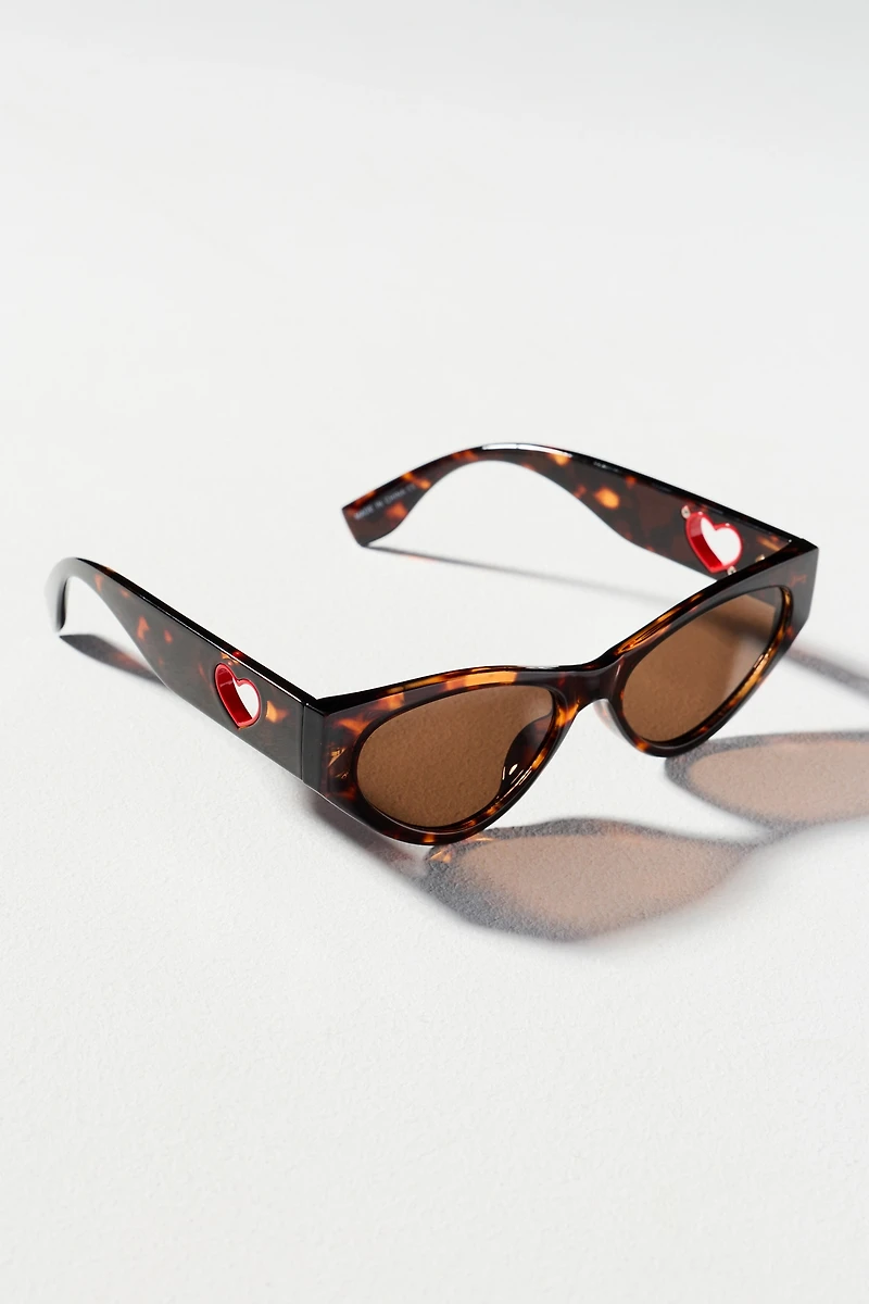 I-SEA Jenni Heart Cutout Cat-Eye Sunglasses