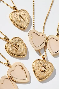 Monogram Heart Locket Necklace