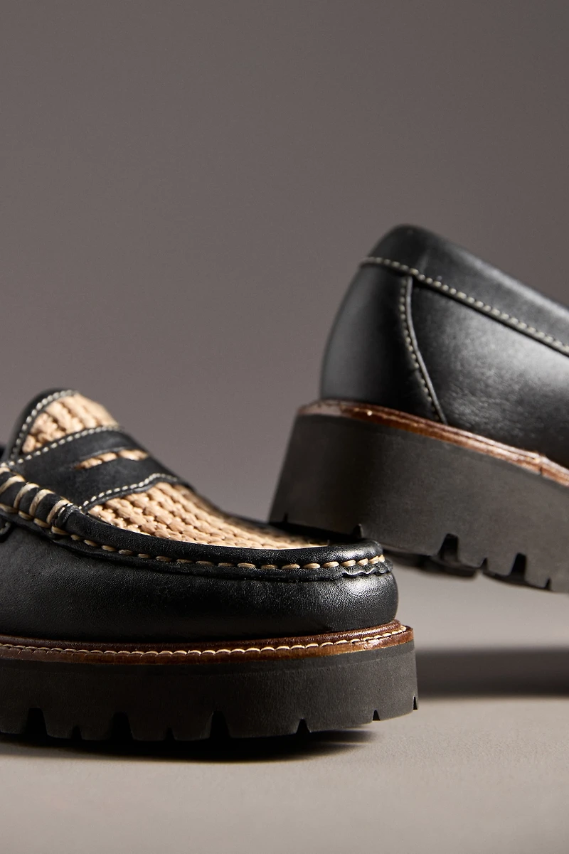 G.H.BASS Whitney Raffia Super Lug Loafers