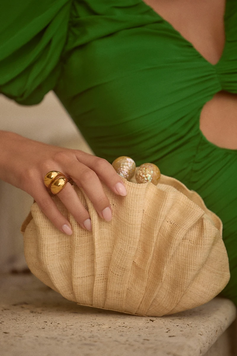 POOLSIDE Origami Scallop Straw Clutch