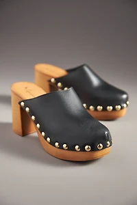 By Anthropologie Wood-Bottom Clog Heels