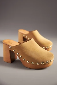 By Anthropologie Wood-Bottom Clog Heels