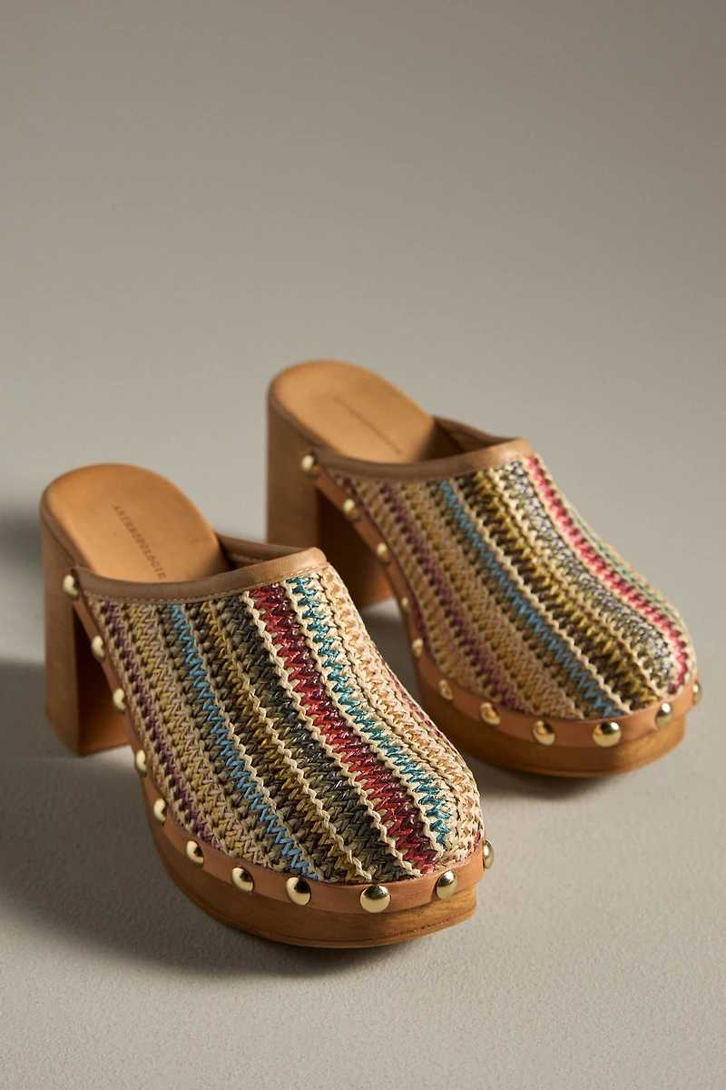 By Anthropologie Wood-Bottom Clog Heels