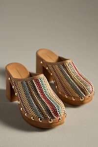 By Anthropologie Wood-Bottom Clog Heels
