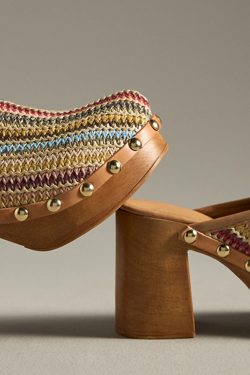 By Anthropologie Wood-Bottom Clog Heels