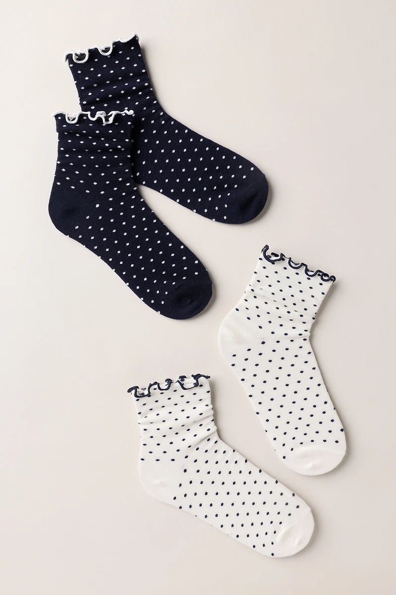 By Anthropologie Merino Ruffle Crew Socks, Set of 2