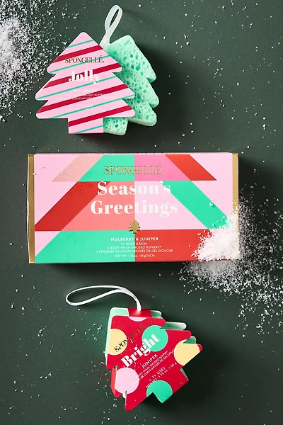 Spongellé Holiday Trees Body Wash Infused Buffers Gift Set
