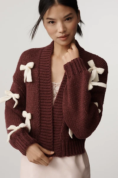 The Alicia 3D Bow Crop Cardigan Sweater by Maeve