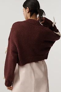 The Alicia 3D Bow Crop Cardigan Sweater by Maeve
