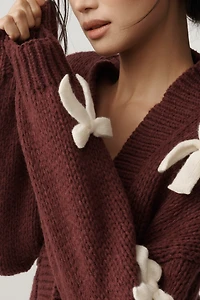 The Alicia 3D Bow Crop Cardigan Sweater by Maeve