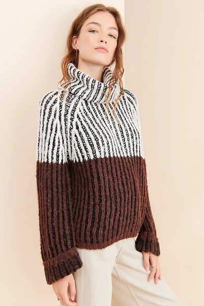 Love Token Colorblock Turtleneck Sweater