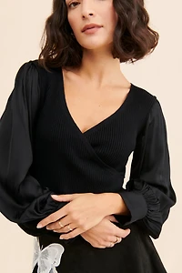 Twofer Faux-Wrap Sweater