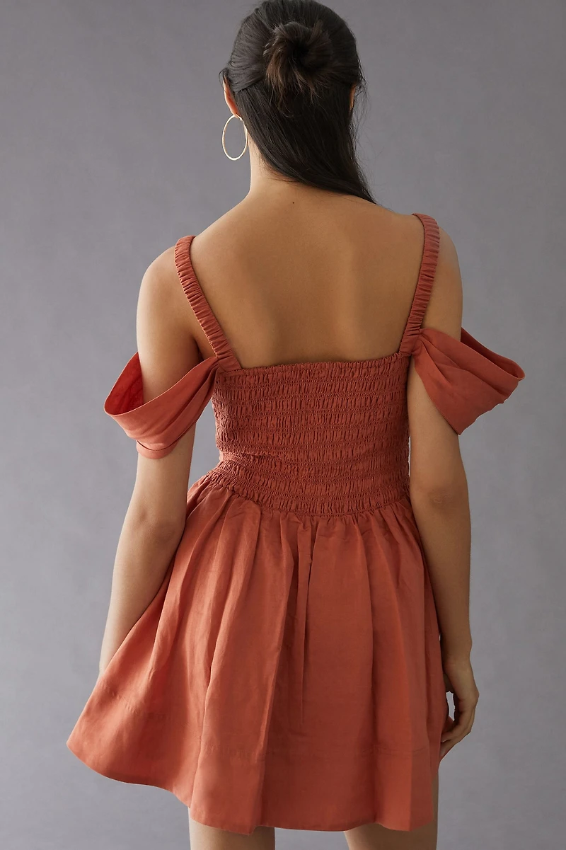 Off-The-Shoulder Linen Mini Dress