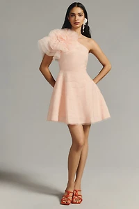 Maeve Textured Flower One-Shoulder Dress