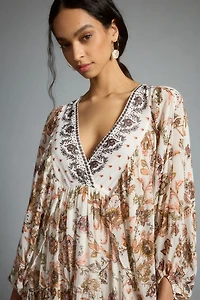 V-Neck Long-Sleeve Maxi Dress