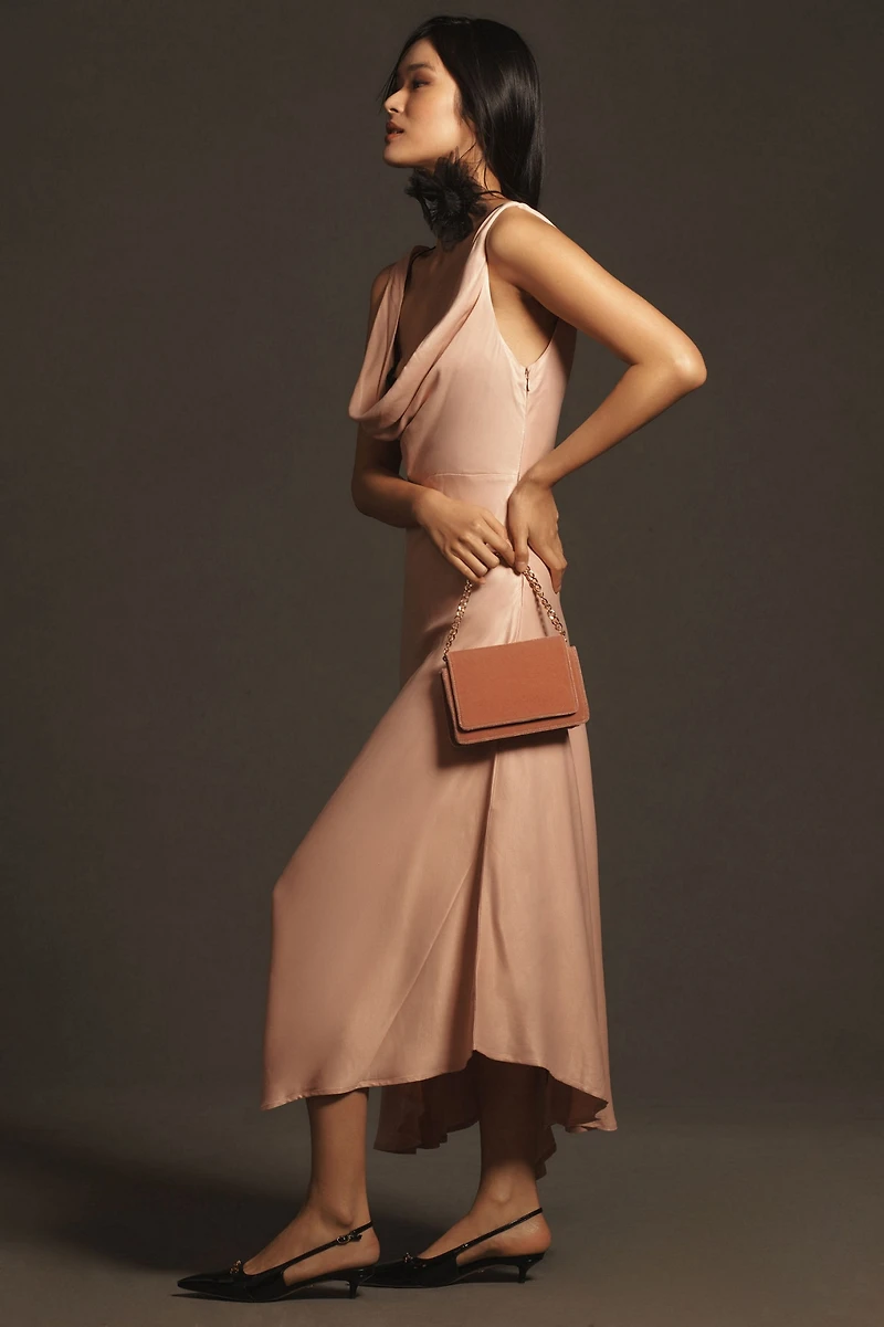 Cowl-Neck Asymmetrical Twofer Slip Dress
