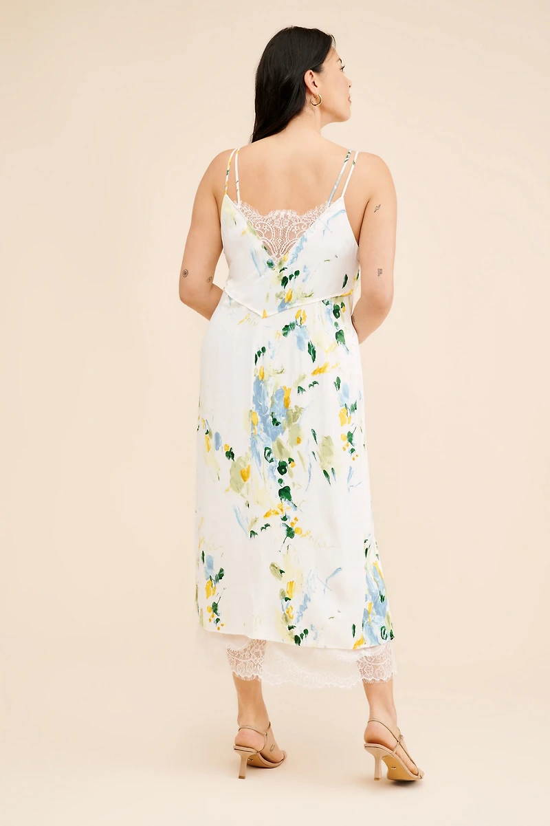 Lace Button-Front Slip Dress