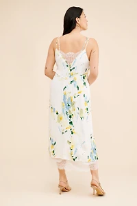 Lace Button-Front Slip Dress