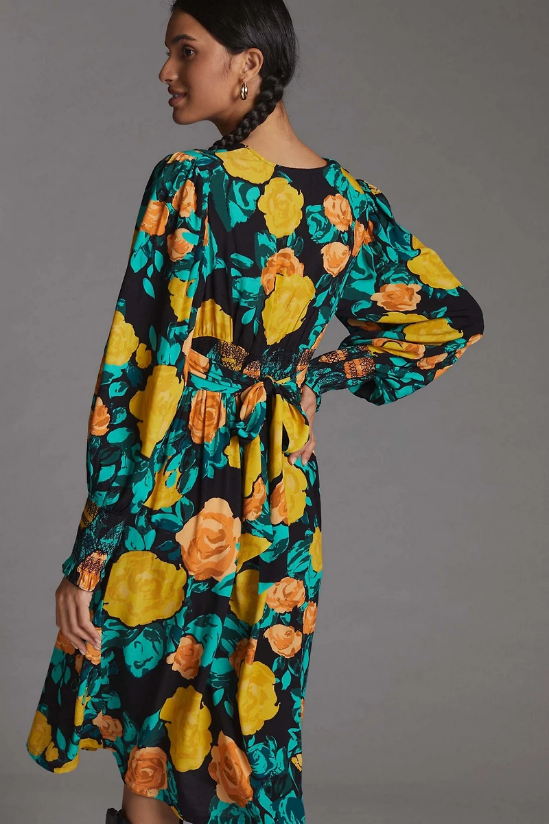 Plenty by Tracy Reese Floral Tie Back Midi Dress