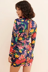 Finders Keepers Navy Floral Mini Dress