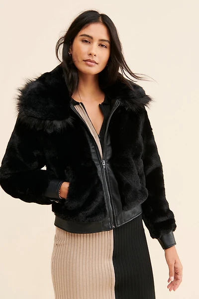 [BLANKNYC] Black Noise Faux Fur Moto