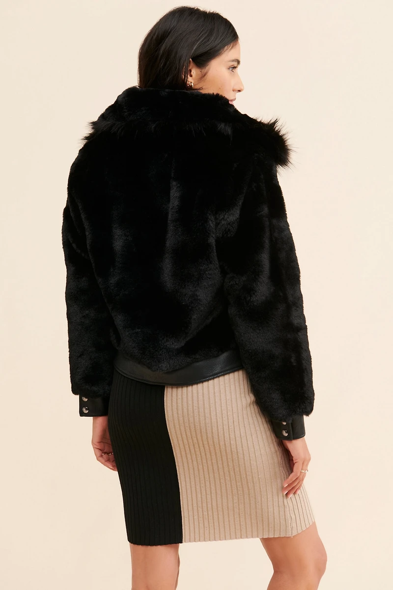 [BLANKNYC] Black Noise Faux Fur Moto