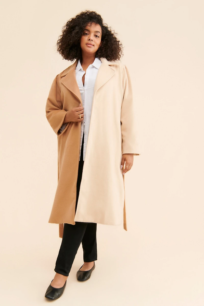 Du Paradis Two Tone Oversized Overcoat